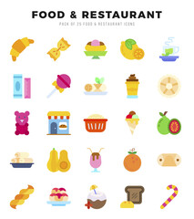 Set of Flat Food and Restaurant Icons. Flat art icon. Vector illustration