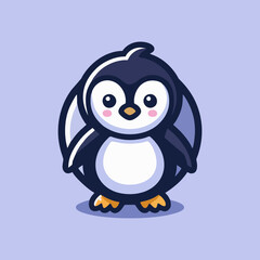 Obraz premium Funny Penguin Mascot Character Illustration Cute Adorable Baby Bird Wildlife Vector Logo Design for Company Branding Merchandise Sticker Book Comic Modern Digital Art Winter Animal Avatar Icon