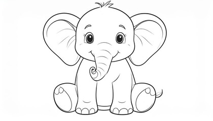 Obraz premium Outlined drawing of a childlike elephant.