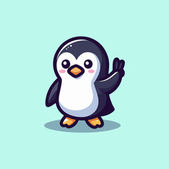 Fototapeta premium Creative Cartoon Penguin Mascot Logo Vector Illustration Character Design for Winter Animal Wildlife Emblem Cute Nature Adorable Arctic Icon Symbol Graphic Flat Art Branding Baby Character Friendly Sw