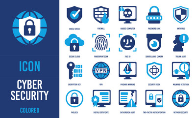 Cybersecurity flat icon design, ideal for data protection and tech concepts.