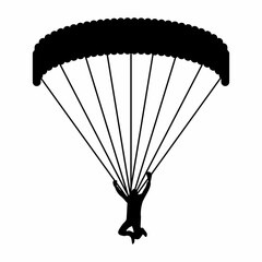 Silhouette of a Skydiver with Parachute in Flight