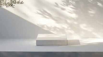 Obraz premium Minimalist White Box Display with Light and Shadow