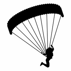 Silhouette of a Skydiver with Parachute in Flight