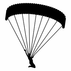 Silhouette of a Skydiver with Parachute in Flight