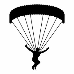 Silhouette of a Skydiver with Parachute in Flight
