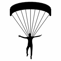 Silhouette of a Skydiver with Parachute in Flight