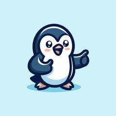 Obraz premium Modern Penguin Mascot Vector Design Illustration Character Animal Logo Cartoon Emblem Nature Wildlife Cute Adorable Flat Friendly Icon Winter Creative Branding Antarctic Arctic Baby Character Blue Swi