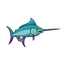Naklejka premium Striking Blue Marlin Illustration: Vibrant Aquatic Life Depiction