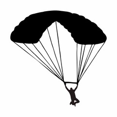 Silhouette of a Skydiver with Parachute in Flight