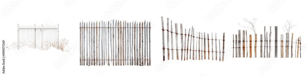 Poster wooden fence posts in a linear grid like pattern