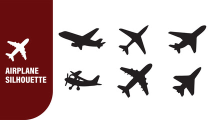 Diverse Airplane Silhouettes Set