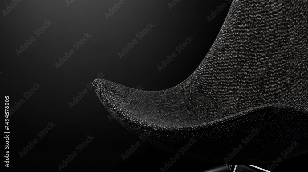 Poster elegant embrace: a sleek, minimalist chair with a unique design sits against a dark backdrop, a perf