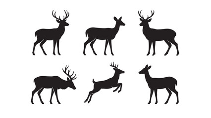 Fototapeta premium Diverse Deer Silhouette Pack