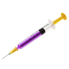 Fototapeta premium Syringe with Purple Liquid: Medical Illustration on Black Background for Healthcare