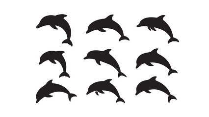 Unique Dolphin Poses Silhouette