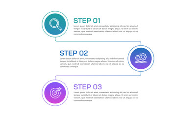 Infographic roadmap design template. Business timeline 3 steps to success. Presentation, Milestone, Annual report, data and information. Vector Illustration.
