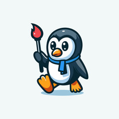 Obraz premium Modern Vector Mascot Penguin Character Illustration Cute Funny Adorable Baby Animal Logo Design for Sticker Merchandise Branding Company Print Comic Book Art Digital Emblem Arctic Bird Winter Icon