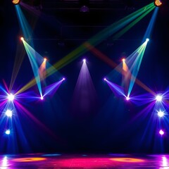 Obraz premium Empty Concert Stage Illuminated by Dramatic Lighting