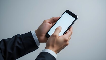 businessman holding mobile phone