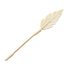 Minimal Arrow with Fine Intricate Detailing in Cream Isolated on Transparent Background