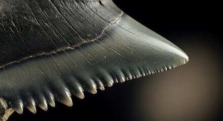 Ancient Megalodon Shark Tooth Fossil Close-up