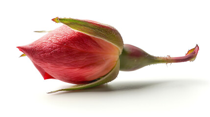 Fototapeta premium Red Rosebud on Pure White