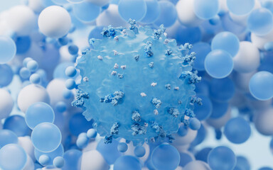 Biological virus and particles background, 3d rendering.