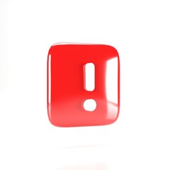 Red Safety Alert Rectangle Icon, Isolated on White Background, 3D Render