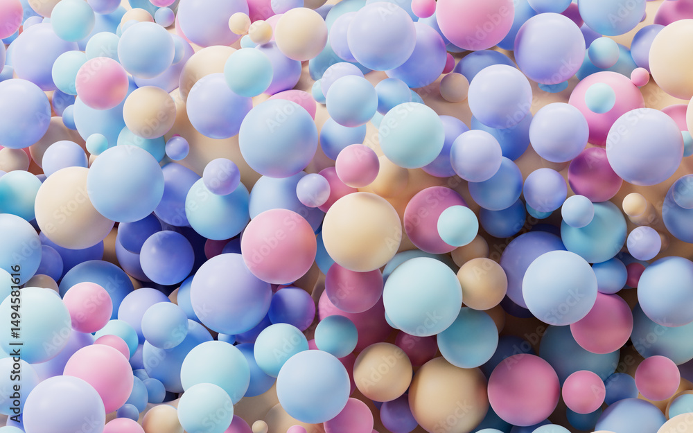 Poster abstract dense particles spheres background, 3d rendering.