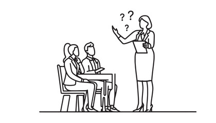 business people meeting  vector illustration simple one line drawing