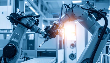 Robotic arms working in manufacturing.