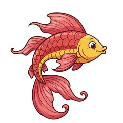 Vibrant Red Koi Fish Illustration: A Charming Aquatic Creature Design