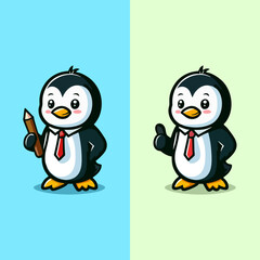 Penguin mascot adorable character design for animal cartoon logo vector illustration arctic animal funny mascot emblem digital artwork penguin clipart branding identity merchandise and digital poster

