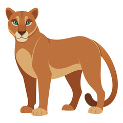 Obraz premium a female lioness or mountain lion (cougar) illustrated in a simple, flat graphic style.