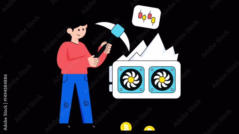Poster cpu mining motion graphic rendering with transparent alpha channel