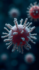 Giant glowing branched bacterium and textured virus under microscope, sci-fi style depth with bokeh background, ultra HD.