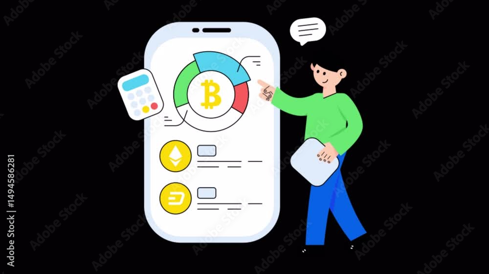 Poster crypto analysis motion graphic rendering with transparent alpha channel