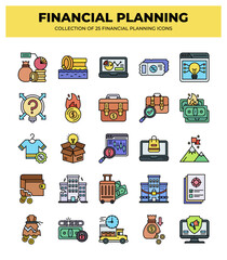 Collection of 25 Financial Planning Icons: Guide to Money Management and Investment