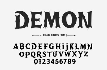 horror font shaped alphabet set. Halloween font mystery type, horror alphabet typeface vector typography set