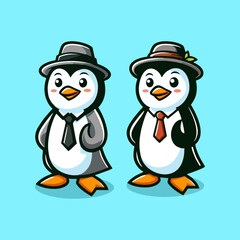 Flat Design Penguin Mascot Vector Illustration for Cartoon Logo Animal Character Branding Digitalart Modern Emblem Icon Set Merchandise Concept Art Character Design Digital Illustration Media