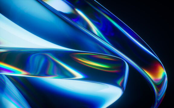 Abstract blue glass geometry background, 3d rendering.