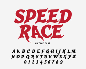 Speed letters set. Red race font. Italic bold racing style vector stylized alphabet. Fonts for event, promo, logo, banner, monogram and poster. Typeset design.