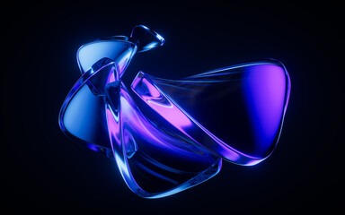 Abstract gradient glass geometry background, 3d rendering.