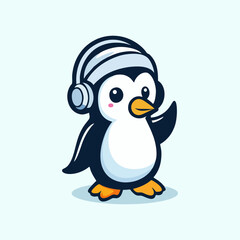 Funny Adorable Penguin Mascot Logo Animal Icon Design in Colorful Vector Illustration for Character Branding Digital Marketing Graphic Illustration Concept Art Digital Emblem and Merchandise