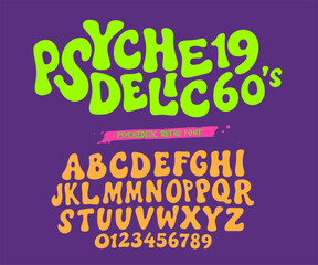 70s retro groovy alphabet letters font and number. Typography decorative fonts vintage concept. Inspirational slogan print with hippie symbols for graphic tee t shirt logo. vector illustration