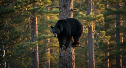 Majestic Black Bear in a Golden Forest