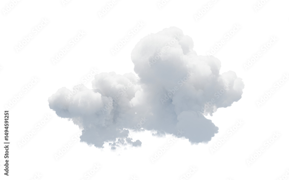 Poster isolated soft white cloud, 3d rendering.