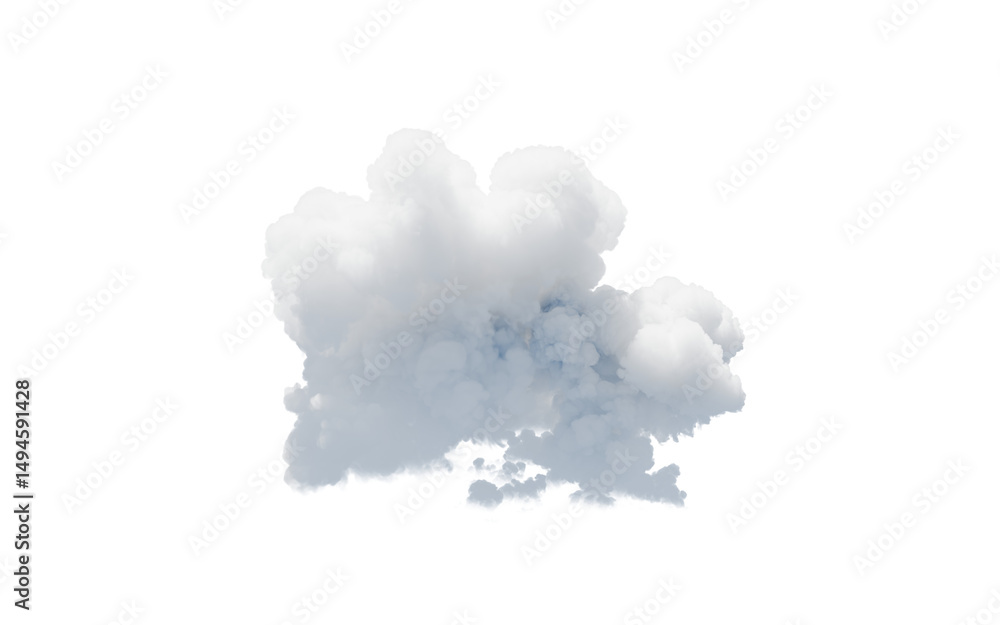 Poster isolated soft white cloud, 3d rendering.