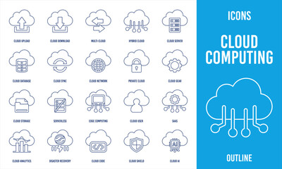 Fototapeta premium Cloud computing flat icon, suitable for storage, network, and tech themes.